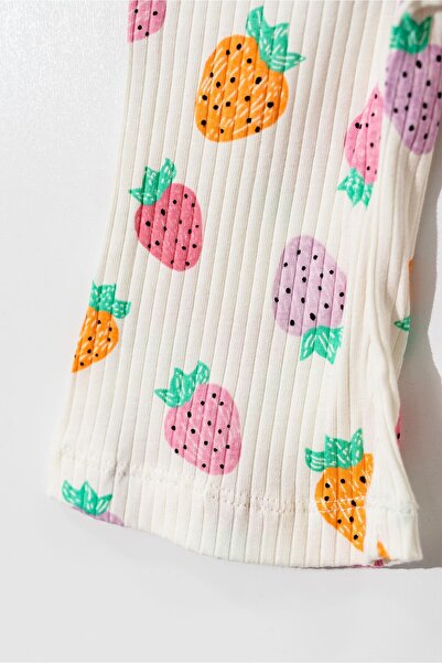 Magu Baby Girls Strawberry Print Cotton Short Sleeve T-Shirt and Pants Set - 6-18 Months