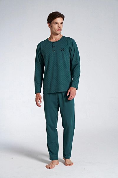 gd goldoremi Ανδρική μακρυμάνικη πιτζάμες 1750 Plus Size 100% βαμβακερή