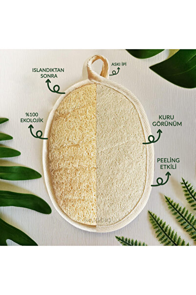 Muggio Kabak Banyo Kesesi Çift Taraflı %100 Doğal Loofah Lifli