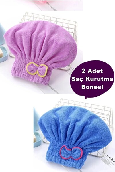 Kitchen Beauty 2 Adet Saç Kurutma Bonesi Kafa Havlusu Duş Bonesi Islak Saç Kurulama Bonesi Mikrofiber