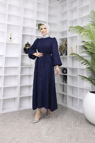 MODA EGE Balloon Sleeve Glitter Dress