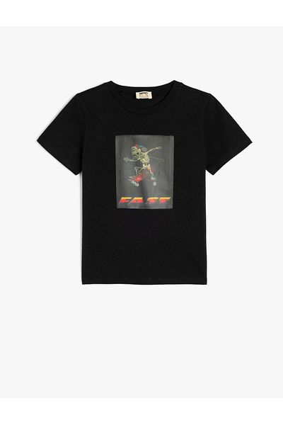 Koton Tricou din bumbac cu mânecă scurtă cu imprimeu schelet