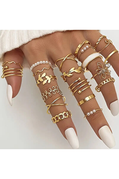 Takıtolia مجموعة حلقات قابلة للتعديل مكونة من 21 قطعة باللون الذهبي الذهبي