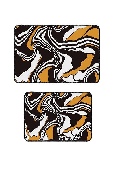 Artızon Black Bath Mat - Modern Design, Team Base Washable 50X60-60X90 cm
