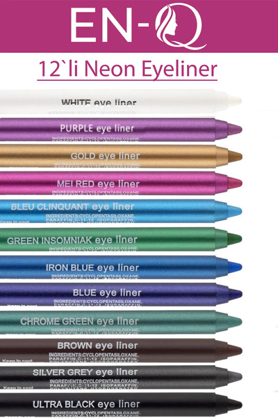ENQ 12 Renkli Neon Eyeliner Yağlı Göz Kalemi Seti
