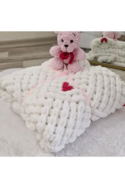 ALPJOY Alpjoyy Puffy Küpşeker Model Kalpli Bebek Battaniyesi 100×100Cm