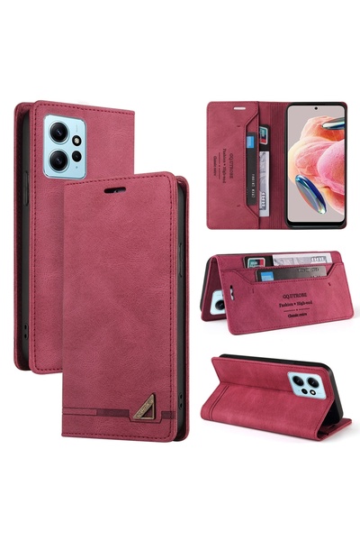 Choice جراب جلدي مقاوم للسرقة، مزود بفرشاة، وحامل بطاقات مغناطيسي، بلون أحمر ...