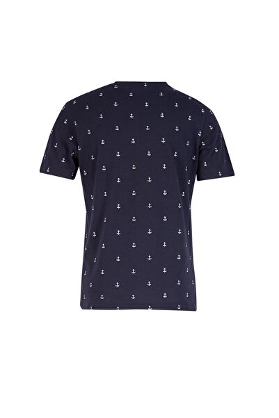 Lee Cooper Berry Erkek %100 Pamuk Bisiklet Yaka T-Shirt Lacivert