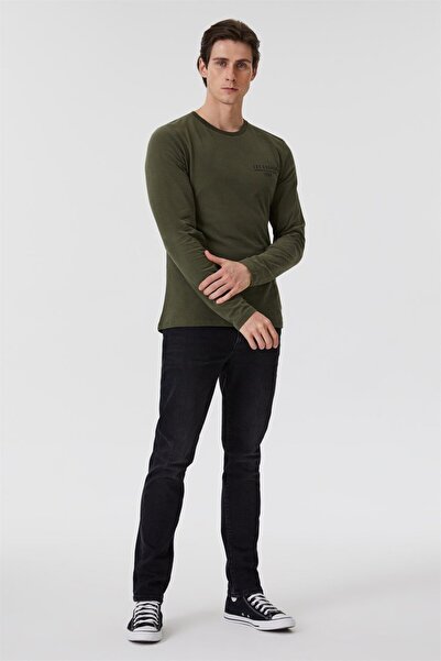 Lee Cooper Ανδρικό μπλουζάκι με μακρυμάνικο λαιμόκοψη Renzo και χακί