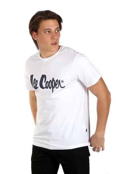 Lee Cooper Londonlogo Men's 100% Cotton O Neck T-Shirt White-L