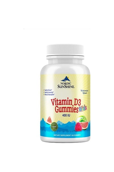 NORDIC SUNSHINE Vitamin D3 400 Iu Gummy For Kids - Watermelon Flavor, 60 Gummies