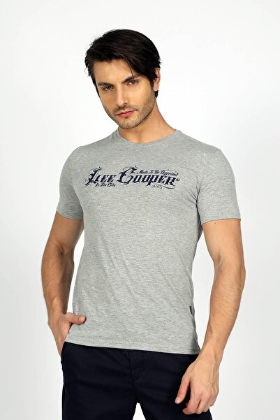 Lee Cooper Nero Men's 100% Cotton O-Neck T-Shirt Gray Melange