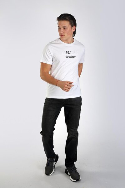 Lee Cooper Tricou Desav pentru bărbați, 100% bumbac, cu decolteu O, alb