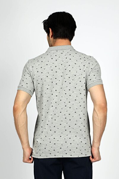 Lee Cooper Ανδρικό μπλουζάκι Newandy 100% βαμβακερό με λαιμόκοψη πόλο γκρι μελανζ