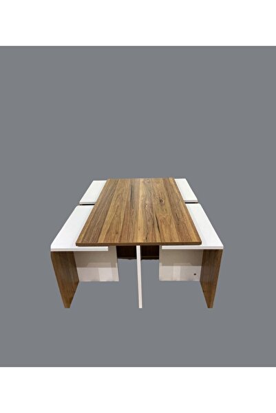 Bicabin Milano Dört Zigonlu Dekoratif Orta Sehpa Beyaz Garda (coffee Table)