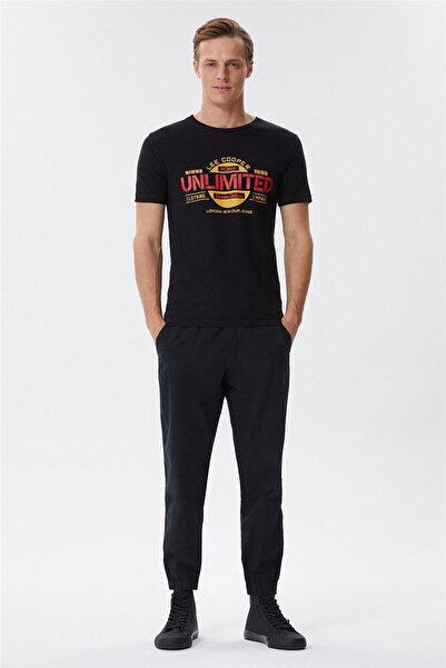 Lee Cooper Unlimited Men's 100% Cotton Crew Neck T-Shirt Black