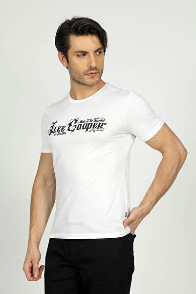 Lee Cooper Nero Men's 100% Cotton O-Neck T-Shirt White