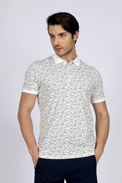 Lee Cooper Ανδρικό μπλουζάκι Newfresh 100% βαμβακερό με λαιμόκοψη πόλο εκρού