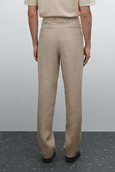 Massimo Dutti Dökümlü %100 keten pantolon