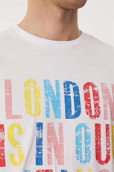 Lee Cooper Ανδρικό μπλουζάκι Fergus 100% βαμβακερό με λαιμόκοψη σε λευκό χρώμα