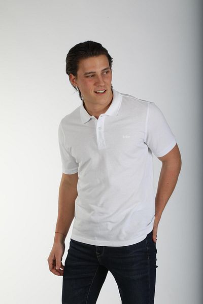 Lee Cooper Twins 1 Men's 100% Cotton Pique Polo Neck T-Shirt White