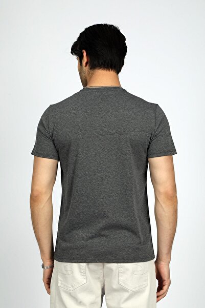 Lee Cooper Kaeith Men's 100% Cotton O-Neck T-Shirt Anthracite Melange