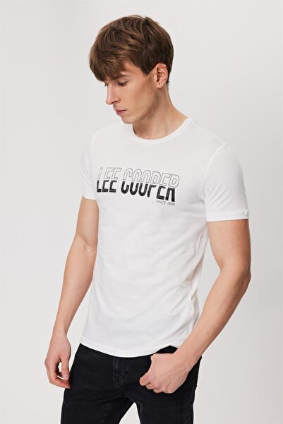 Lee Cooper Ανδρικό μπλουζάκι με λαιμόκοψη από 100% βαμβάκι, χωρίς λευκό χρώμα