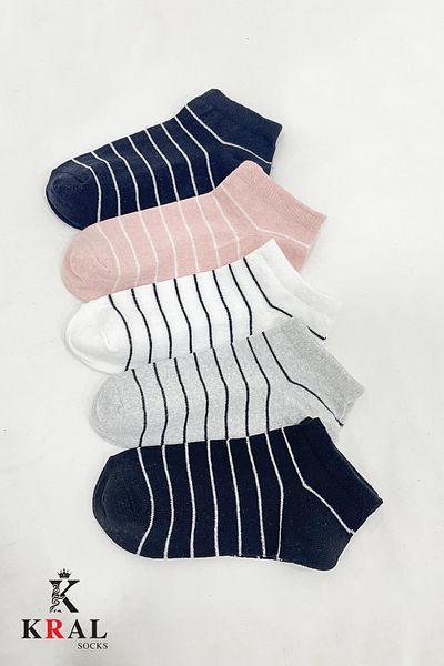 KRAL SOCKS 5 чифта дамски чорапи с шарени къси чорапи на райета Нов сезон