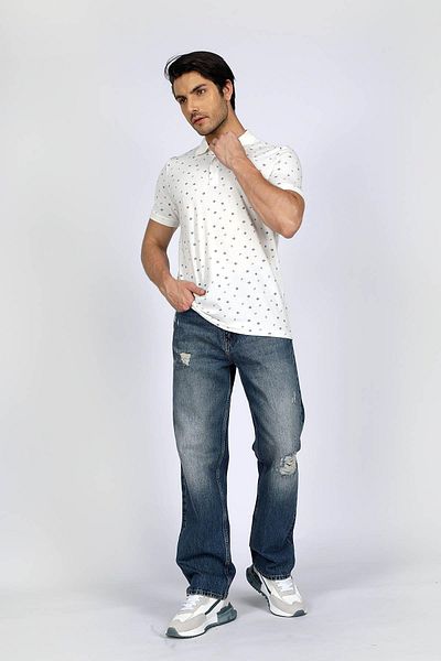 Lee Cooper Ανδρικό μπλουζάκι Newandy από 100% βαμβακερό γιακά πόλο Off White