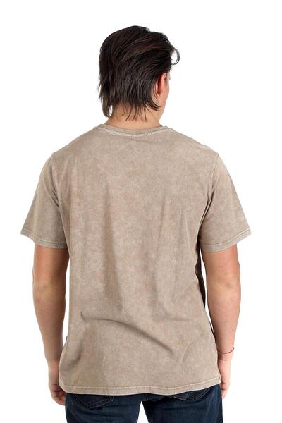 Lee Cooper Νέο ανδρικό μπλουζάκι με λαιμόκοψη από 100% βαμβάκι, καφέ