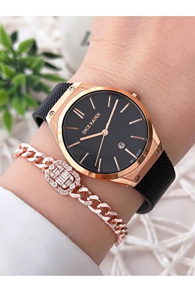 Dice Kayek Çelik Kordon Çelik Kasa Kararma Renk Atma Yapmaz Kadın Kol Saati+B...