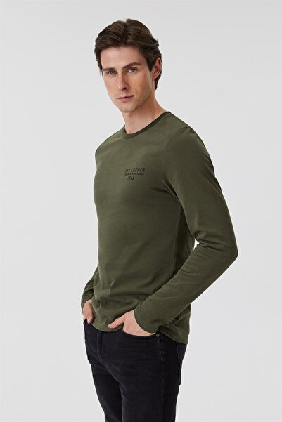 Lee Cooper Ανδρικό μπλουζάκι με μακρυμάνικο λαιμόκοψη Renzo και χακί