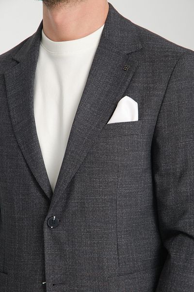 Frappoli Ανδρικό μπλέιζερ με μαύρο σχέδιο Stretchy ύφασμα Slim Fit με τσέπη μισή επένδυση 4 εποχών