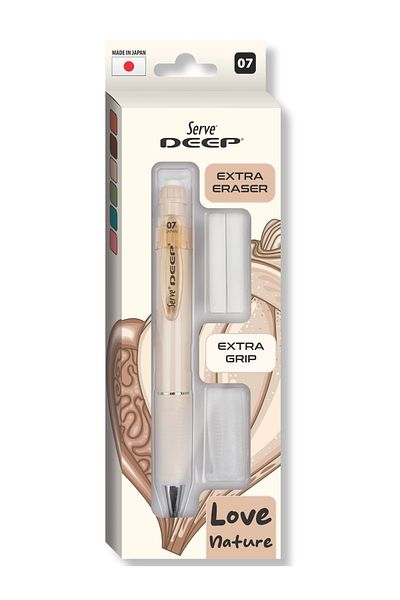 Serve Deep Versatil Pencil 07mm- Earth Tones - Set with Refills (Grip and Eraser)