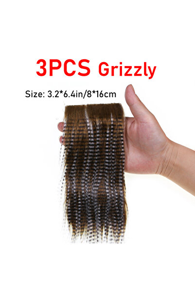 Choice 3 قطع من ذبابة Grizzly، 3 قطع من ألياف صناعية ناعمة طويلة الشعر مصنوعة...