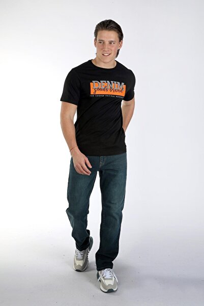 Lee Cooper Ανδρικό μπλουζάκι Grant 100% βαμβακερό με λαιμόκοψη σε μαύρο χρώμα