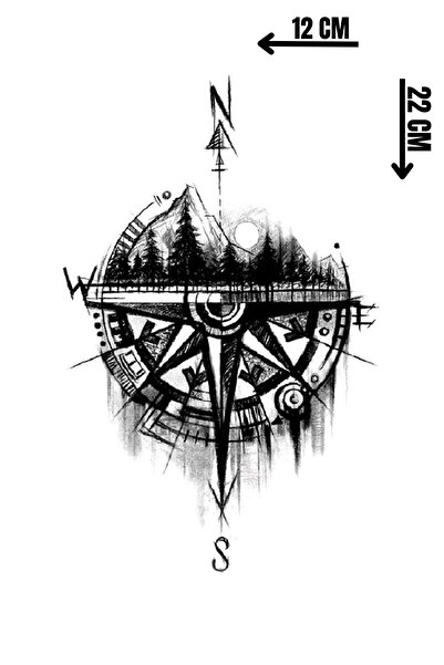 Barly Geçici Pusula Figürlü Dövme Tattoo