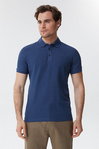 Lee Cooper Мъжка тениска с поло яка Tylen, 100% памук, светло тъмносиня