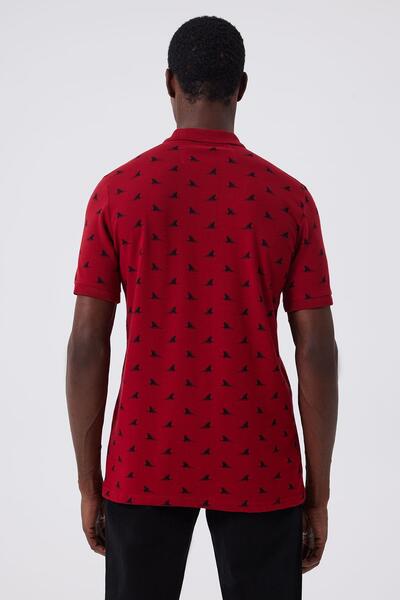 Lee Cooper Ανδρικό μπλουζάκι Shark 100% βαμβακερό με λαιμόκοψη πόλο κόκκινο