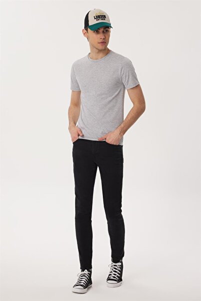 Lee Cooper Gael Erkek %100 Pamuk O Yaka T-Shirt Gri Melanj