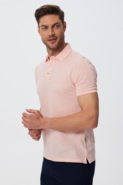 Lee Cooper Ανδρικό μπλουζάκι Jake 100% βαμβακερό γιακά πόλο παστέλ ροζ