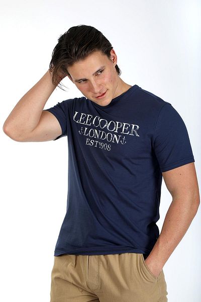 Lee Cooper Мъжка тениска с О-образно деколте - Cador Navy Blue