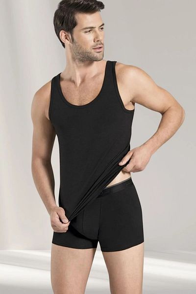 Pierre Cardin 145 Ανδρικό Μαύρο Χτενισμένο Βαμβακερό Σετ 2 τεμαχίων Modal Boxer Suit
