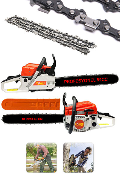 POWER BLACK Tam Profesyonel Benzinli Çift Egzozlu 52 Cc Ağaç Dal Kesim Benzin...