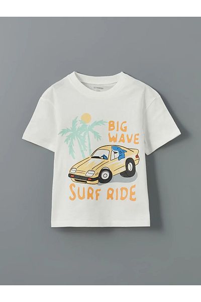 LC Waikiki LCW Kids Pomarańczowy T-shirt dla chłopców z okrągłym dekoltem i nadrukiem, 2 sztuki
