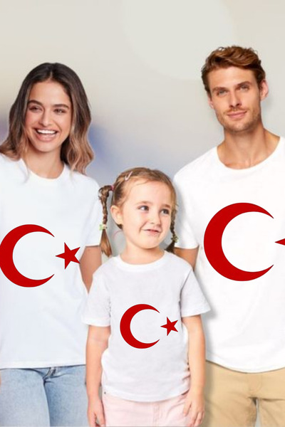 YCN TEKSTİL تيشيرت 23 أبريل هلال ستار العلم التركي للجنسين للأطفال بأكمام قصيرة 0-24