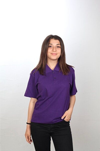 Nacar Mor Unısex Penye Polo Yaka T-shirt