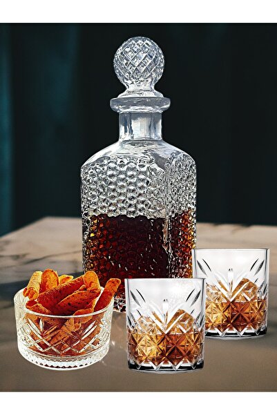 MADAME LUDA 9 Parça Viski Takımı Seti.1250 ML-Karaf Şişe-4 Adet Çerezlik-4 Ad...