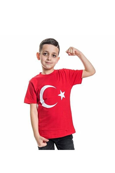 YCN TEKSTİL 0-24 23 أبريل تي شيرت بعلم تركيا للجنسين