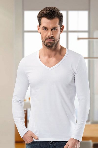 Anıt 1166 White 3 Pieces 0 Collar Long Sleeve Men's Undershirt